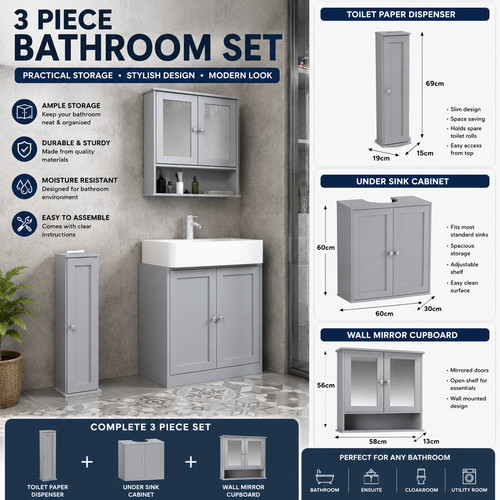Bathroom storage furniture set - storage,