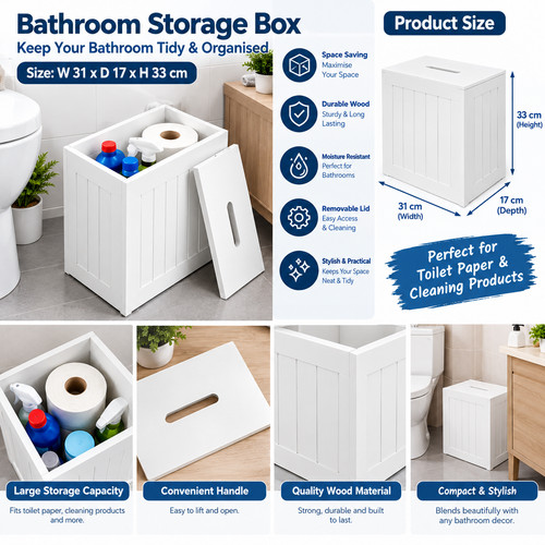 Wooden bathroom storage box - wooden,