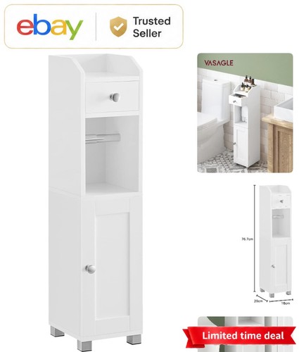 White bathroom storage cabinet - white,