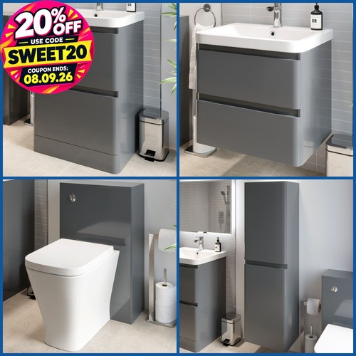 Grey bathroom furniture vanity - bathroom,