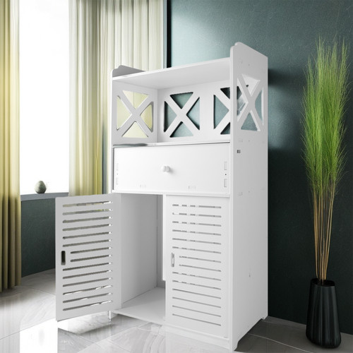 White bathroom storage cabinet - bathroom,