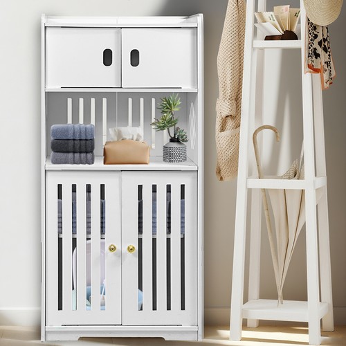 White bathroom storage - bathroom, cabinet